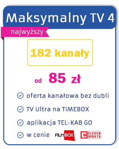 Maksymalny TV4. Najlepszy pakiet TV, kanały premium w cenie.